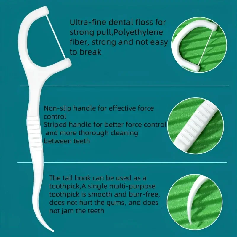 Custom Logo Dental Floss Picks  - Individually Wrapped, Mint Flavored, Disposable Flossers for Travel, Bulk Wholesale (