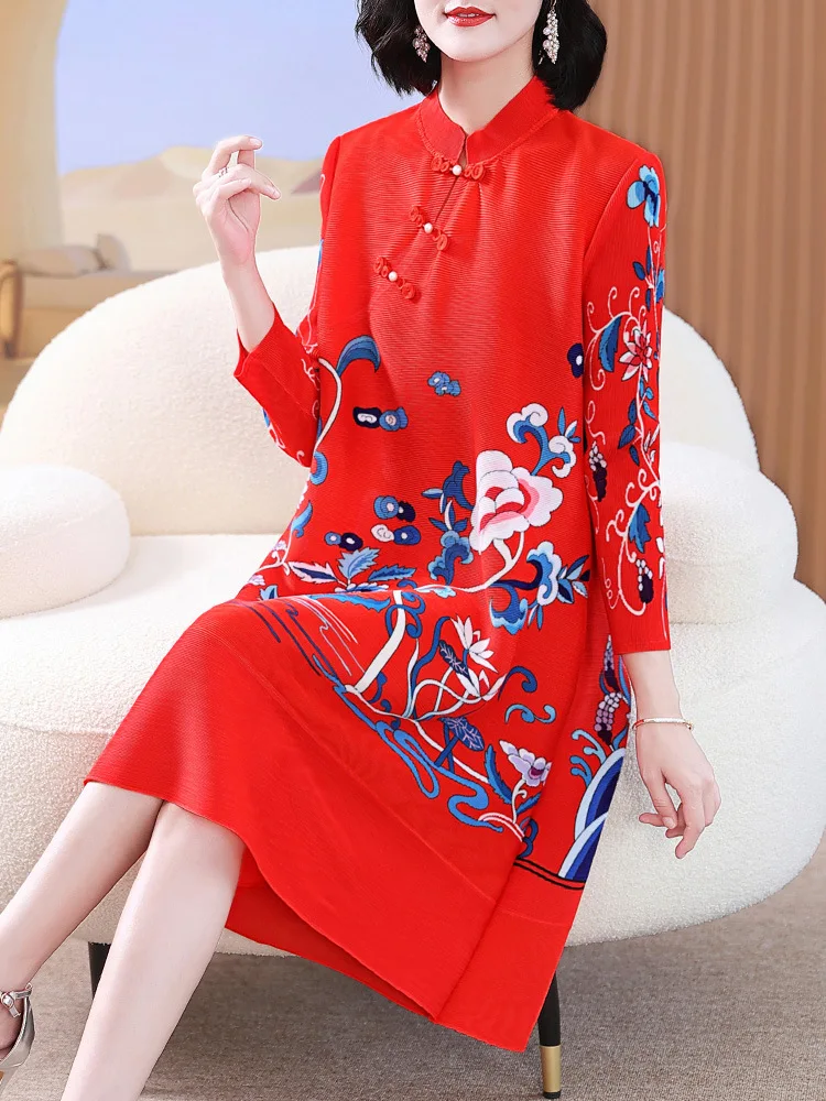 

Mother's Autumn New Red Dress Age-reducing Wedding Dress For Mother