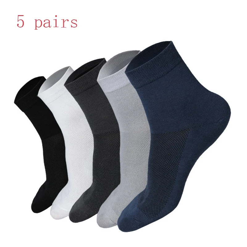 

High Quality 5 Pairs Lot Spring Summer Men's Cotton Socks Soft Breathable Dress Socks For Man Compression Crew Socks