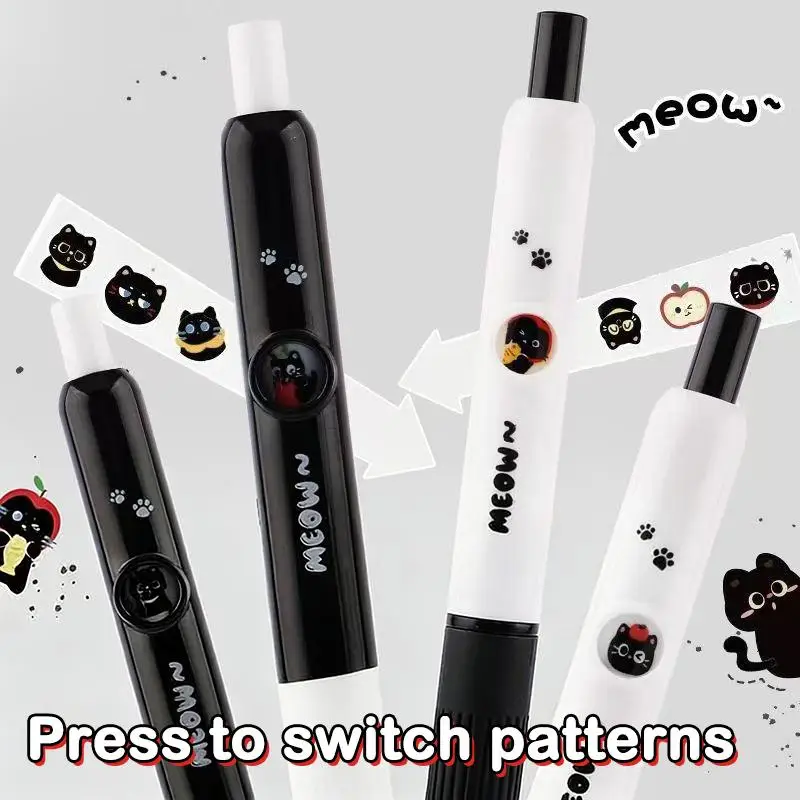 4/12/20Pcs 0.5mm 빠른 건조 검정 잉크-부드러운 필기 수납식 펜 카와이 고양이 발 펜 학교 저널링 생일 선물