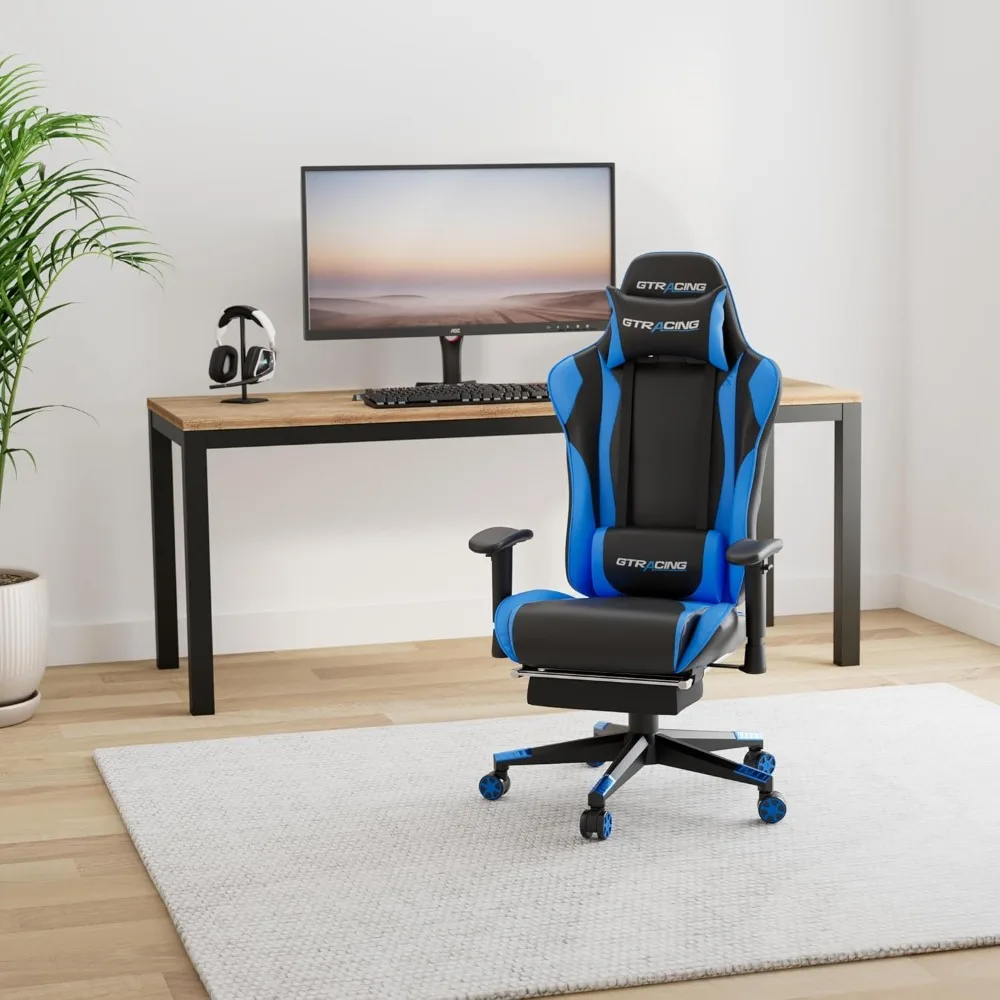 Gaming Chair with Footrest, Ergonomic Computer Game Desk Chair, Reclining Gamer Chair Seat Height Adjustment, Swivel Rocker 2