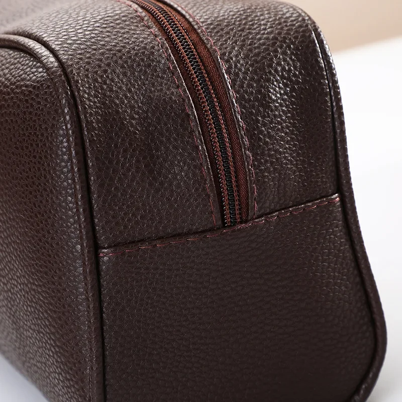 Men‘s fashion Makeup Travel Cosmetic Bag Zipper Makeup Bags Cosmetics Organizer Purse PU Leather Toiletry Handbag Neceser 5