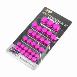30-Piece Multisize Decorative Screw Cap Set for Motorcycle and Scooter Enhancement (Rose Red)