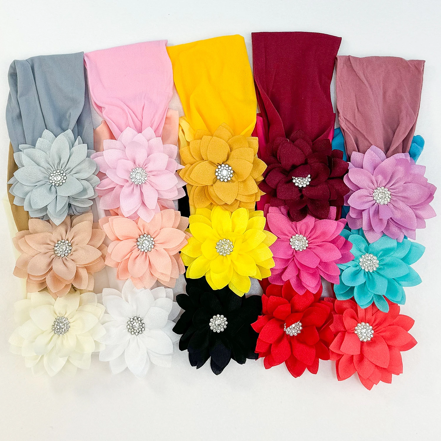 3PCS Baby Headbands Elastic Soft Newborn Floral Headbands for Baby Girl Children Turban Infant Flower Headband Hair Accessories 2