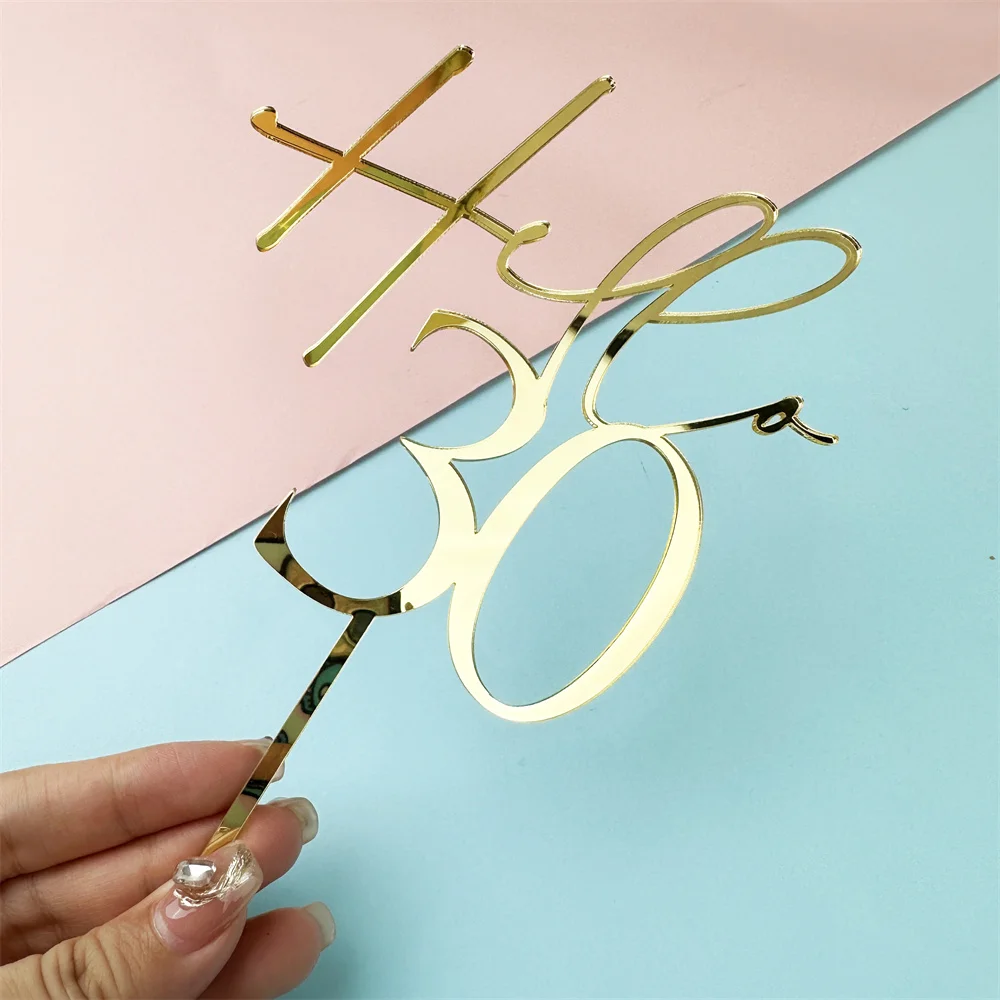 Birthday Cake Topper Acrylic Mirror Gold Personalized Age Happy Birthday Decor 20 30 40 50 60 70 80 Part Gift for cake topper,cake toppers
