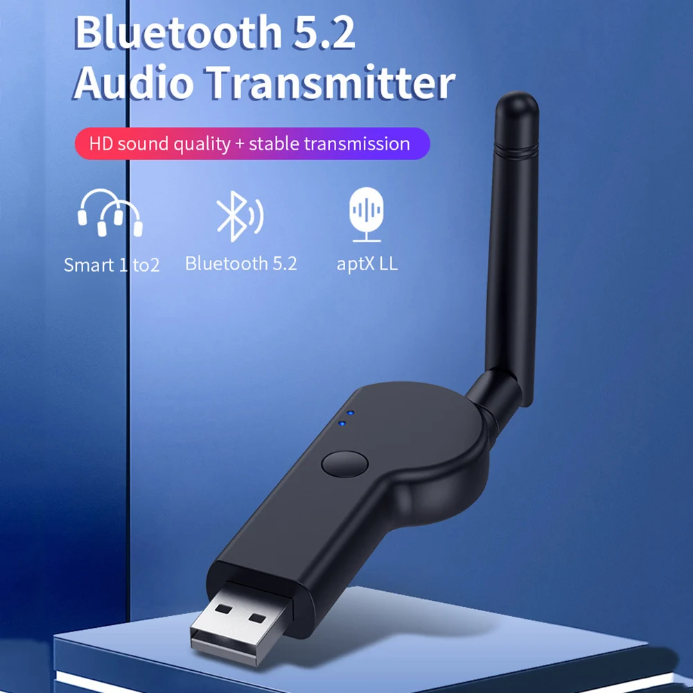 

Bluetooth-совместимый аудиопередатчик 5,2 TX19 USB для компьютера ТВ передатчик внешняя антенна USB 3,5 мм AUX аудиоадаптер