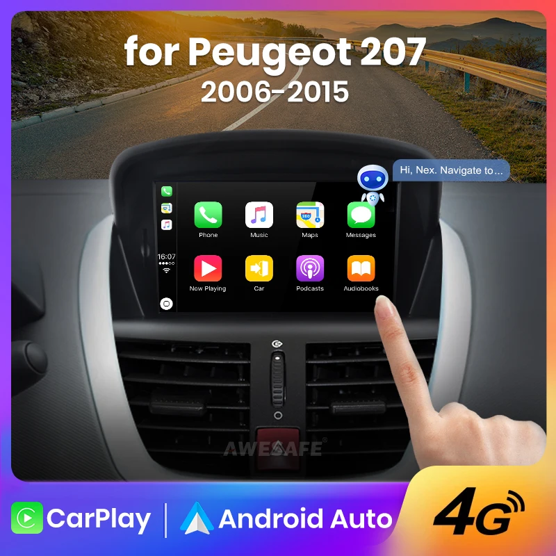 AWESAFE Autoradio Android Pour PEUGEOT 207 2006-2015 Poste Radio