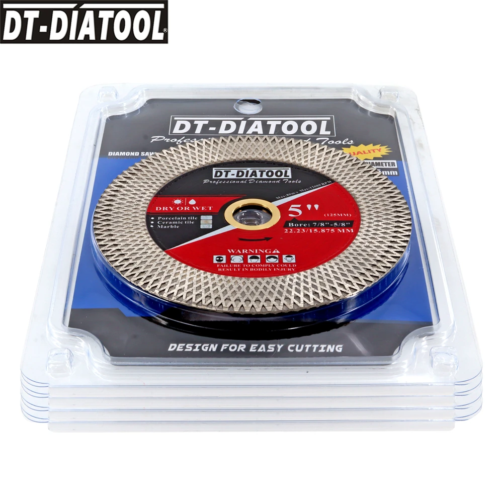 

DT-DIATOOL 5pcs 105/115/125mm Diamond Cutting Grinding Blades Ceramic Super Thin Porcelain Stone X Turbo Tile Dry Wheel/Disc