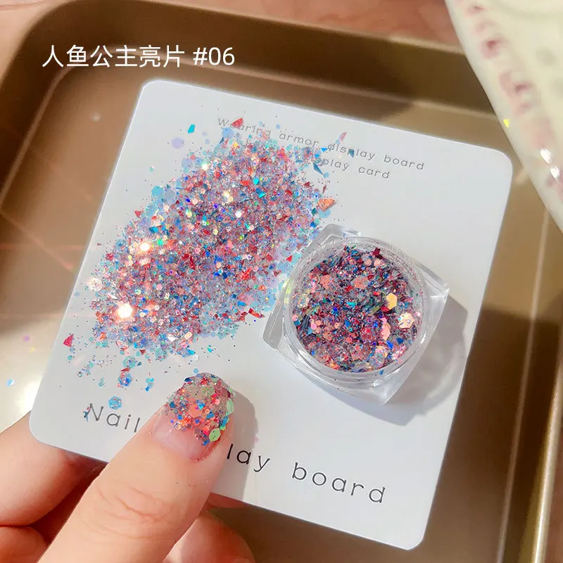 1Pc Holographic Nail Glitter Ultra-Thin Sequins Mixed Sizes Nail 3D Decals Glitter Flakes Powder Polish Decorations