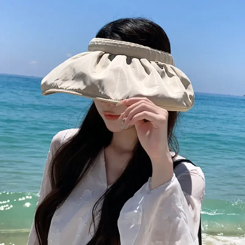 Fashion Women Beach Cap Sunscreen Bucket Hat Wide Brim Adjustable Summer Cap for Girls Travel