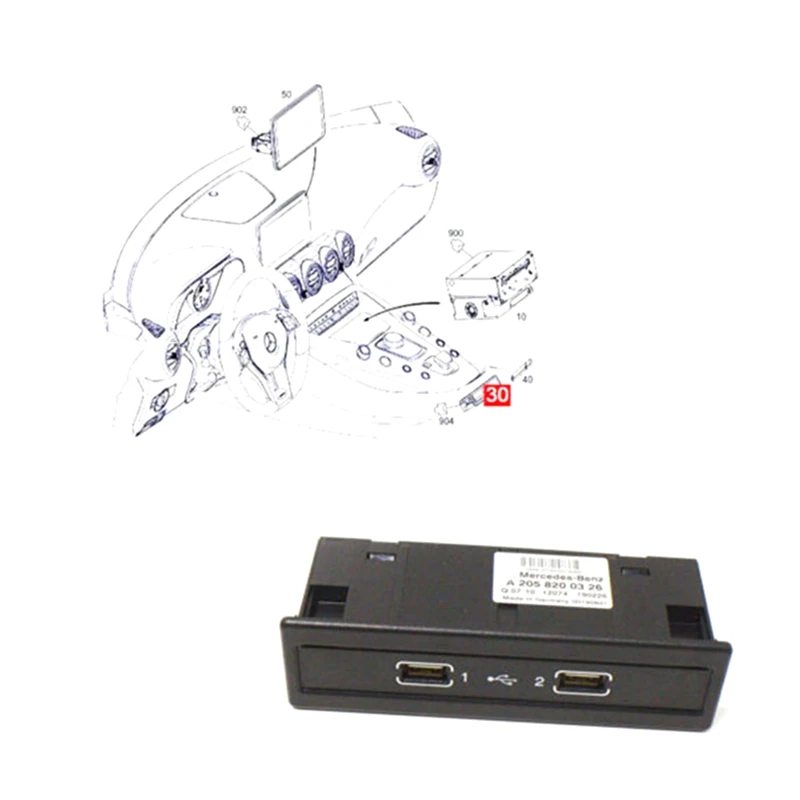 

A2058200326 USB Hub Input Connector Control Module Accessories Component For Mercedes Benz GLC W253