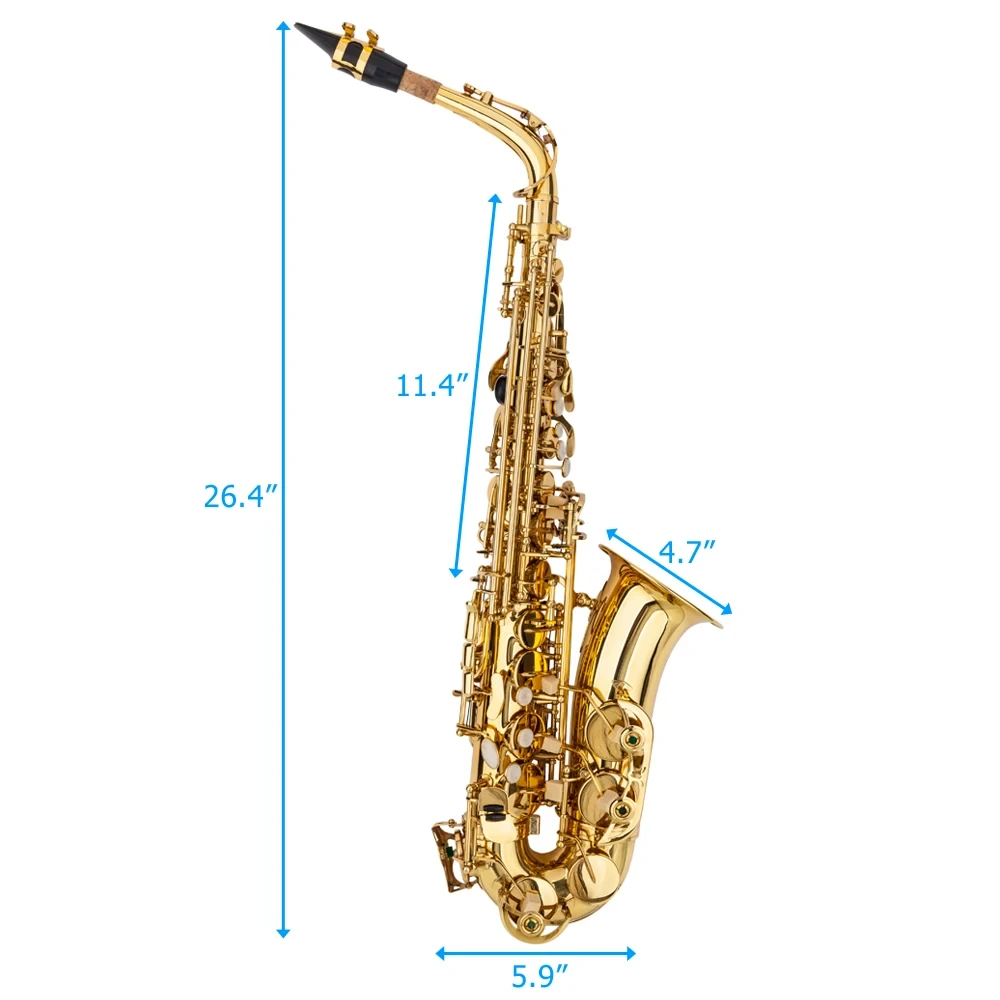 Stylish Mid-range Alto Drop E Lacquered Golden Saxophone Painted Golden Tube with Carve Patterns