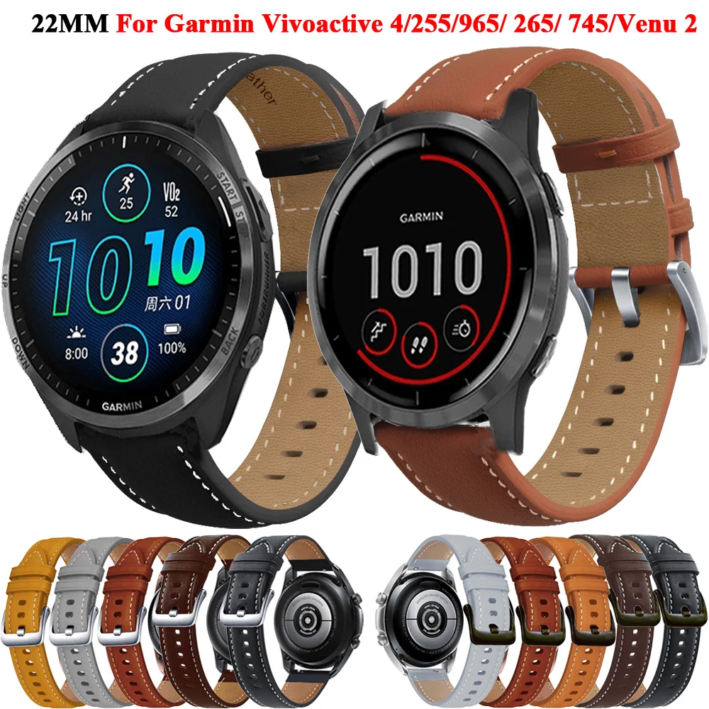

Кожаный ремешок для смарт-часов Vivoactive 4 Forerunner 965 265 255M 745