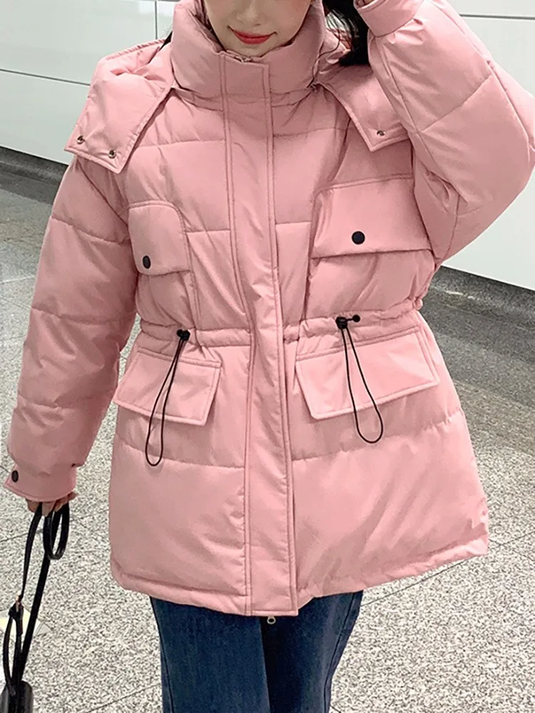

Yzeqi 2022 Korean Jacket Women New Winter Coat Short Parkas Solid Hooded Thicken Warm Female Snow Wear Coat Padded Loose Outwear