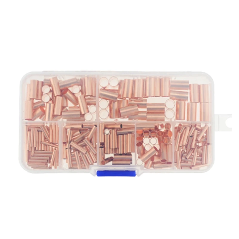 250Pcs GT Copper Connecting Pipe Wire Joint Small Copper Tube Terminal Cable Lug Bootlace Ferrule Accessories Parts