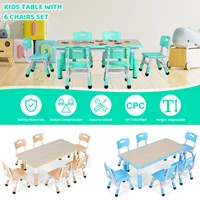 Kids Table and 6 Chairs Set Height Adjustable Toddler Multi-Activity Table Set Study Children's Table and Chair Set 1