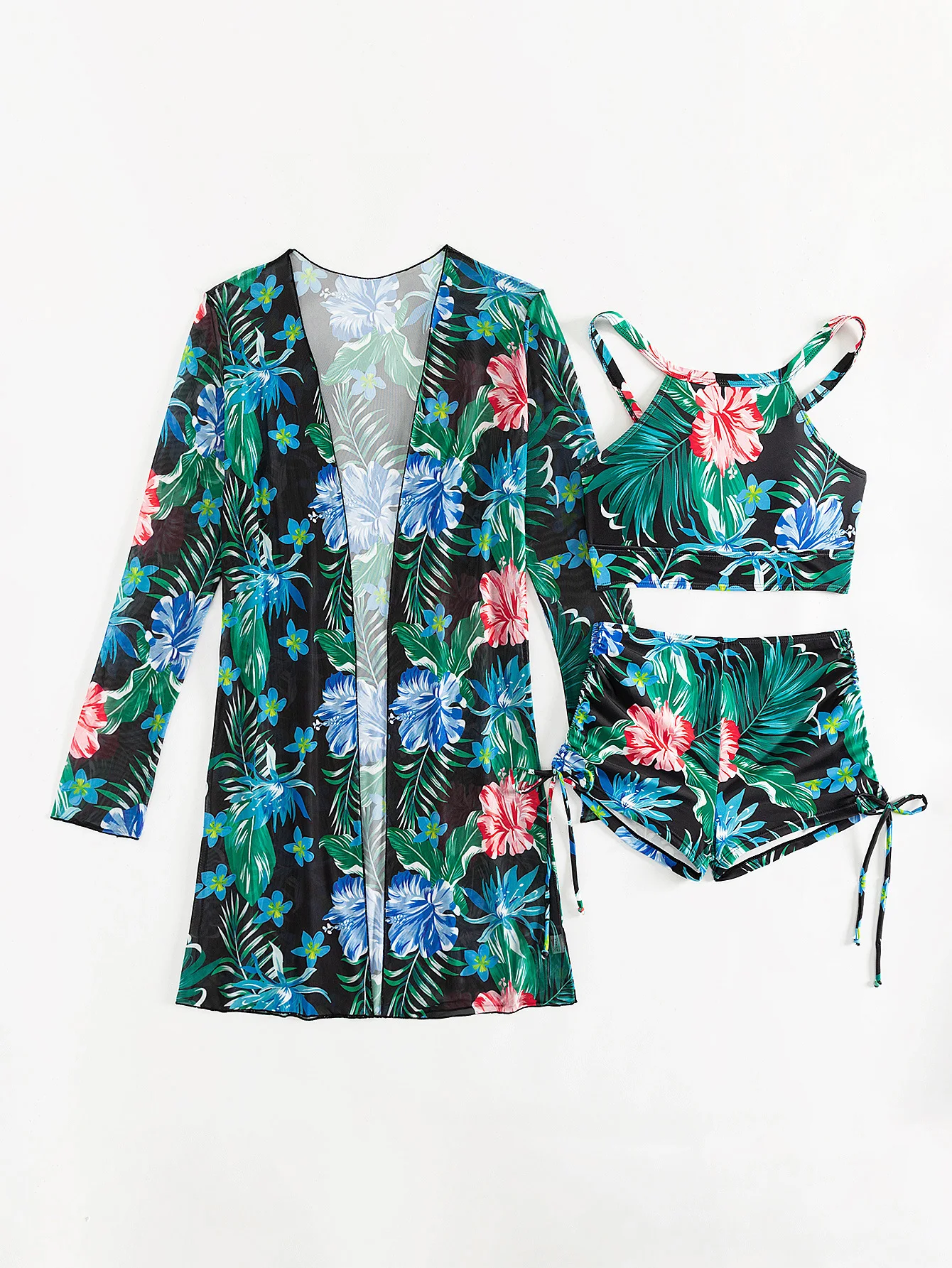 Nuevo 2026 trajes de baño conjuntos de Tankini estampados traje de baño femenino Push Up para ropa de playa trajes de baño de tres piezas piscina traje de baño para mujer