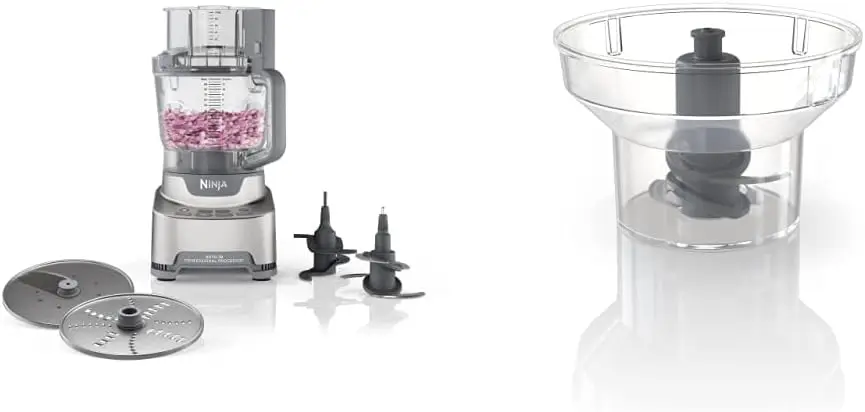 

Professional XL Food Processor, 1200 Peak-Wattage & Dough. 12-Cup Processor Bowl, Feed Chute/3-Part Pusher, 2 Blades & 2