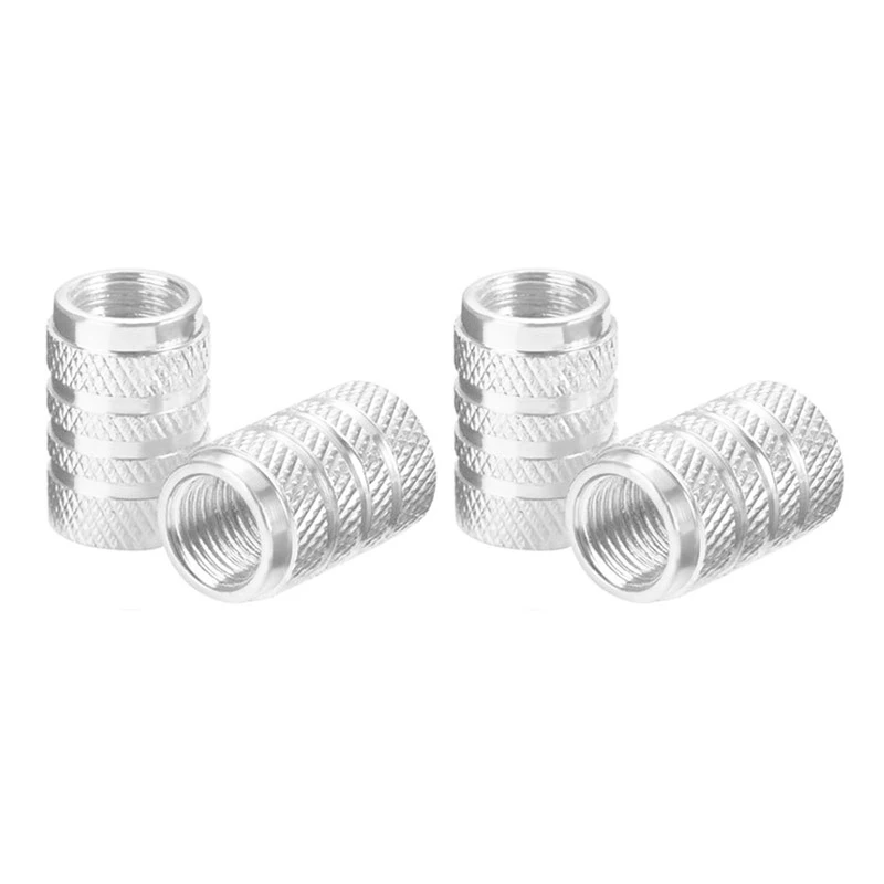Premium Aluminum Valve Stem Caps - Rustproof Tire Air Valve Dust Covers (Set of 4)