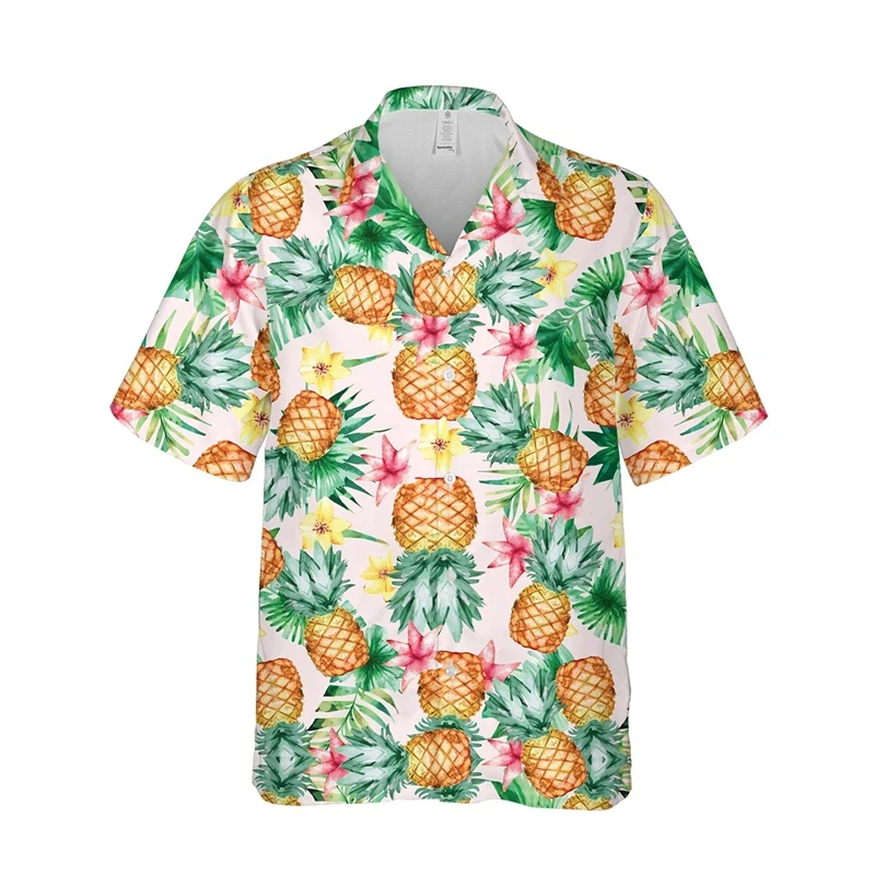ENLACHIC Men's 3D Printed Fruit Hawaiian Shirt – Short Sleeve, Regular Fit, Button Down Summer Beach Shirt - View #5