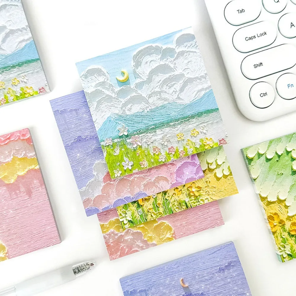

Landscape Landscape Sticky Notes Oil Painting Stereo Perception Note Pad Memo Pad Exquisite Sticky Note Paper Office Supplies