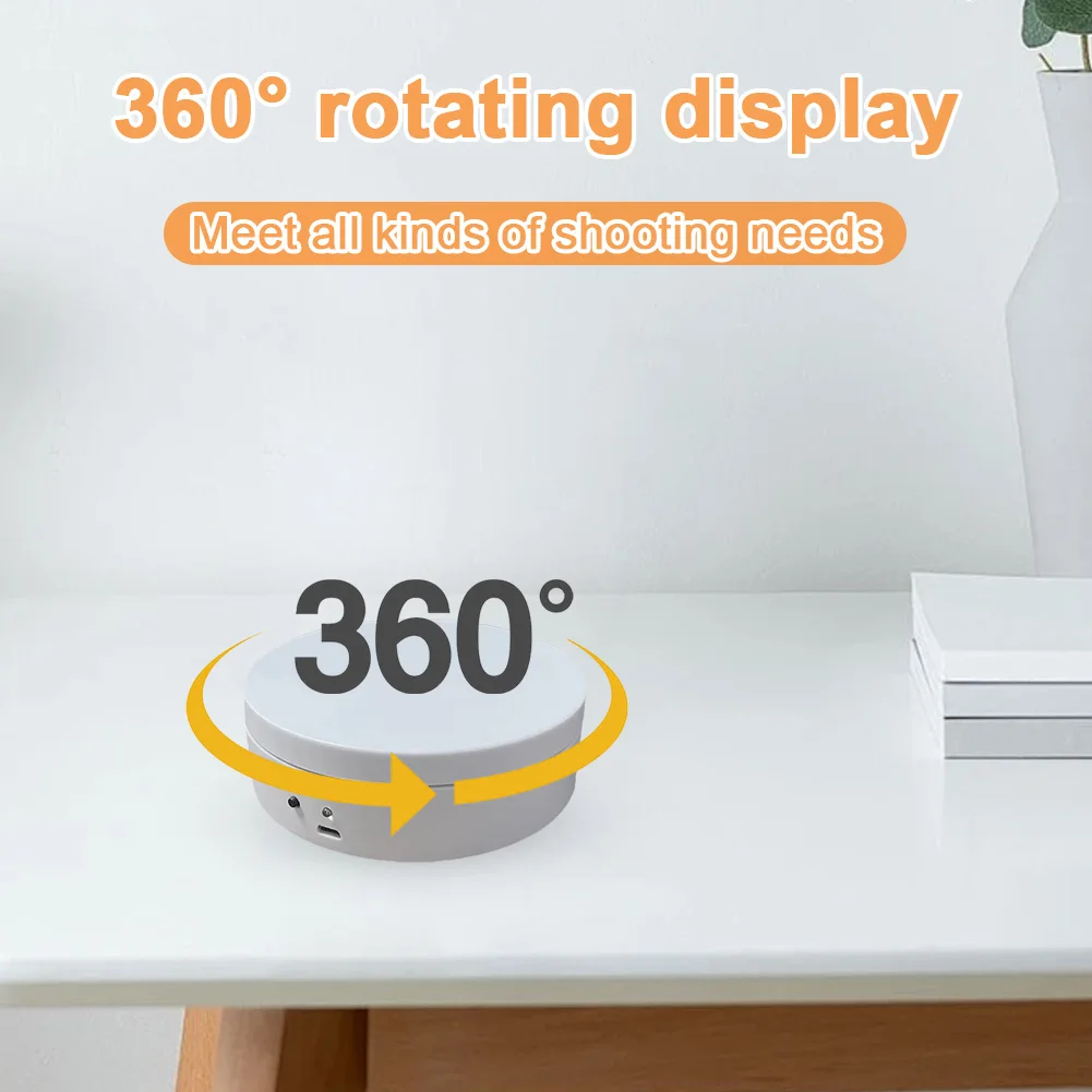 360도 회전 자동 회전 플랫폼 USB 충전/배터리 작동식 쥬얼리 디스플레이 스탠드 (라이브 비디오용)