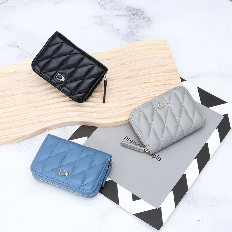 

2024 New Zipper Women's Card Bag Fashionable Multiple Card Slots ID Card Holder Genuine Leather Driver's License Bag