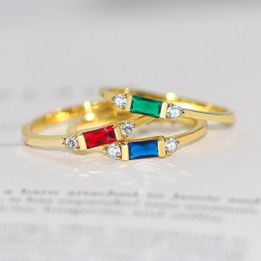 Stacking Rings For Women 3 Color Crystal Zircon Mini