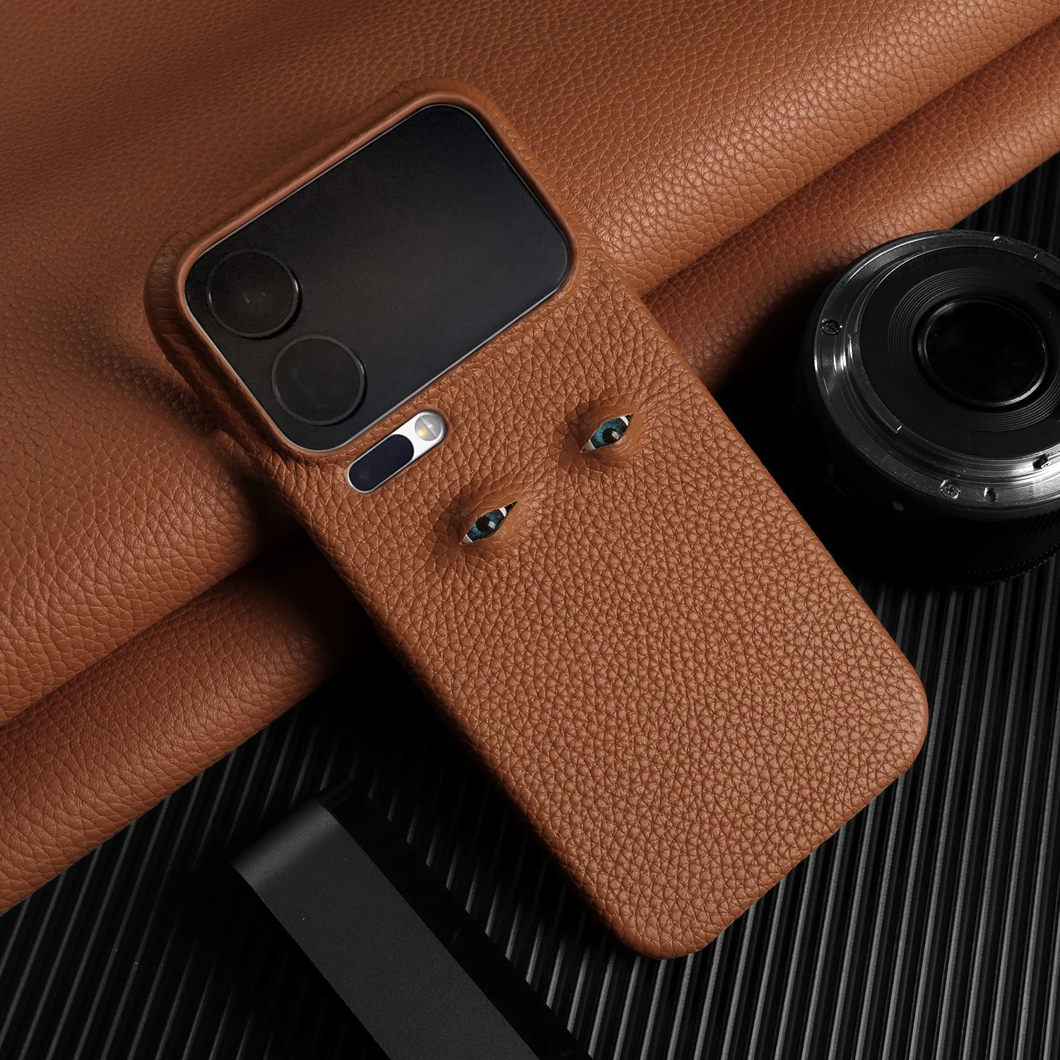 Unique Eye Design Genuine Leather Phone Shell - Personal Back Protective Case