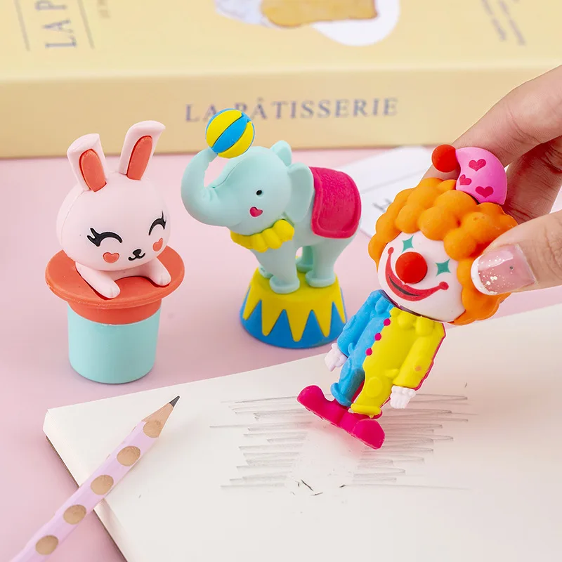 Cute Cartoon Circus Clown Donut Eraser Creative Student Prize Christmas Gift Reward Commemorative Kawaii Eraser