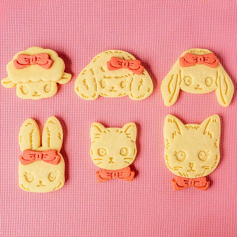3D Cartoon Cat Puppy Biscuit Mold Fondant Sugar Crafts Rabbit Small Animal Cookie Cutter Pastry Bakery Accessories Baking Tools