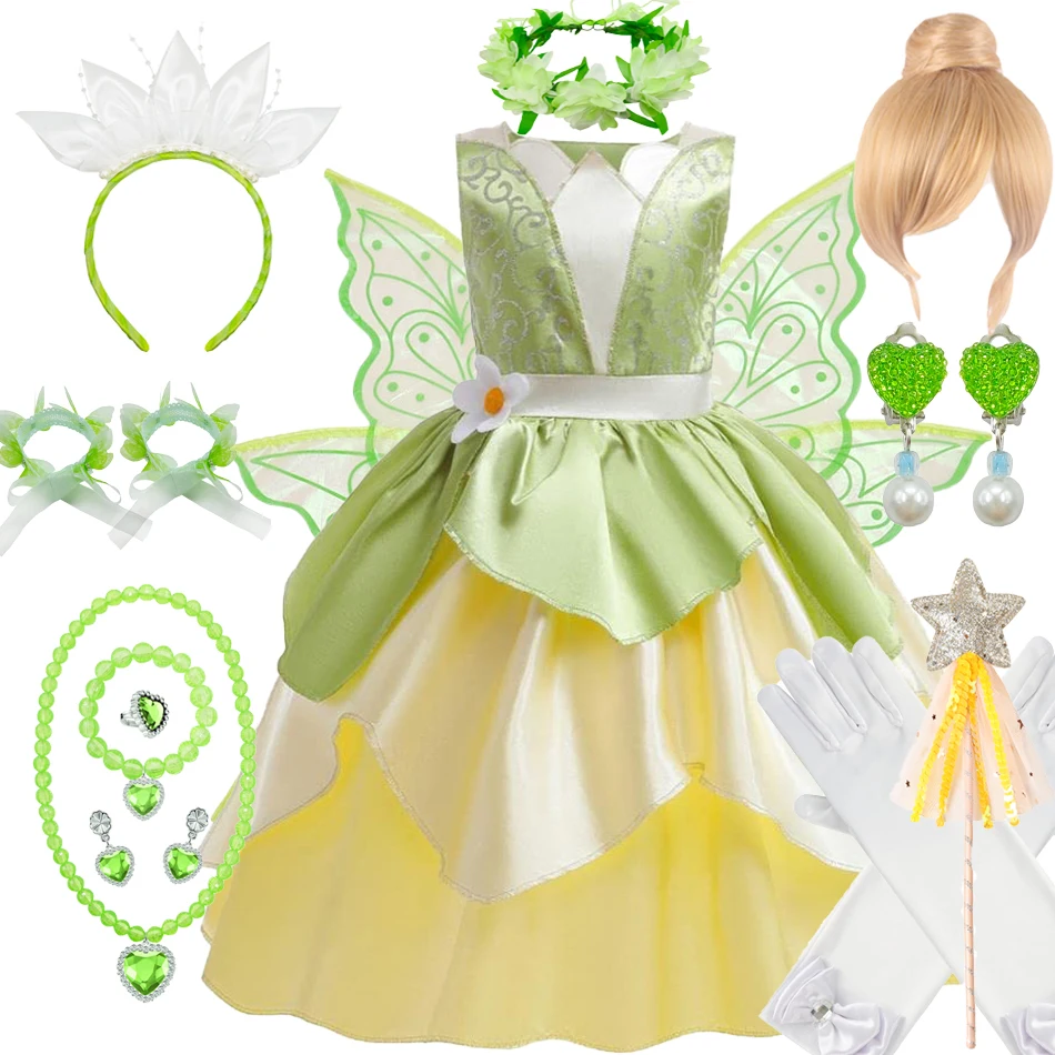 Tiana Cosplay Kawaii Princess Costume Per Ragazze Compleanno Ball Gowns Fancy Fairy Floral Clothing Party Elegante Regalo Di Natale