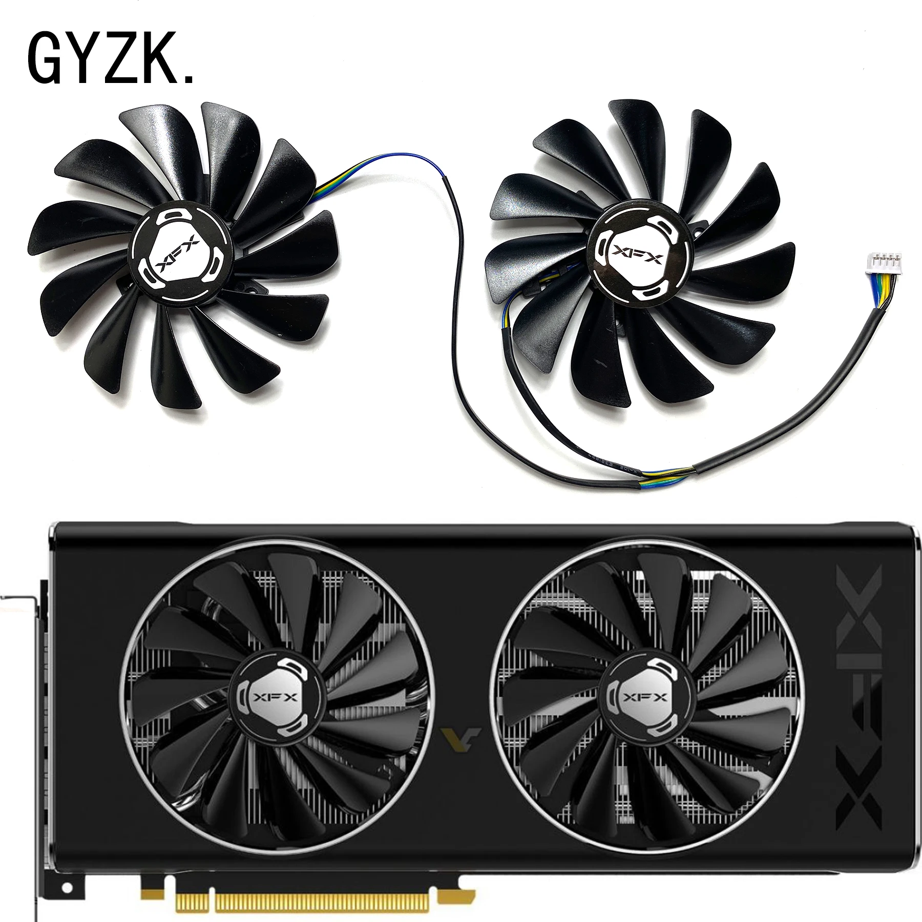 Nuovo Per Xfx Radeon Rx5500Xt 5600Xt 6Gb Thicc Ii Pro V2 Versione Black Wolf Ventola Di Ricambio Per Scheda Grafica Wolf Warrior