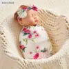 Insular 3pc Newborn Printed Scarf Fetal Cap Hair Band Baby Printed Scarf Baby Swaddling Towel Set Baby Wrapping Swaddle Blanket 3