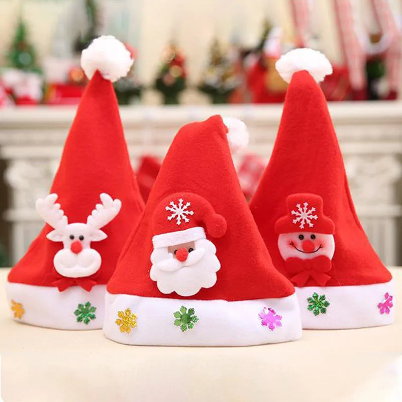 

Christmas Characters Lighted Hat Thickened Santa Claus Hats for Adult Kids Winter Xmas Caps Festival Party Decor New Year Gift