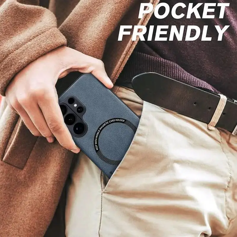 Premium Magnetic Leather Case with Wireless Charging Support