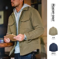 Maden Reversible Peach Pile Cotton Jacket for Men Anti-wrinkle and Warm Thickened Coat Fall and Winter Casual Multi-Pocket Parka 1