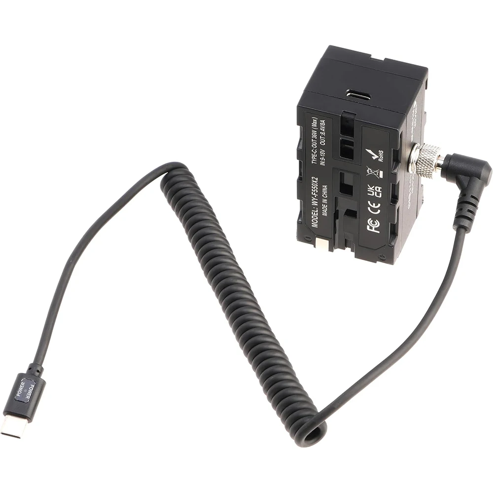 FOTGA 듀얼 사이드 NP-F 더미 배터리 어댑터, 카메라 모니터 무선 송신기용 NP-F550, F750, F970, D-탭-DC 5.5x2.5mm 케이블