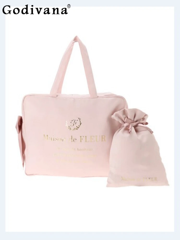 Japanese Sweet Cute Women's Casual Fashion Travel Portable Shoulder Women's Bag Fashion High-End Portable Luggage Accessories