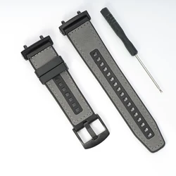 Versatile Leather Silicone Strap - Premium Sports Bracelet Band Loop - Unisex Accessory - Amazfit T Rex (H)