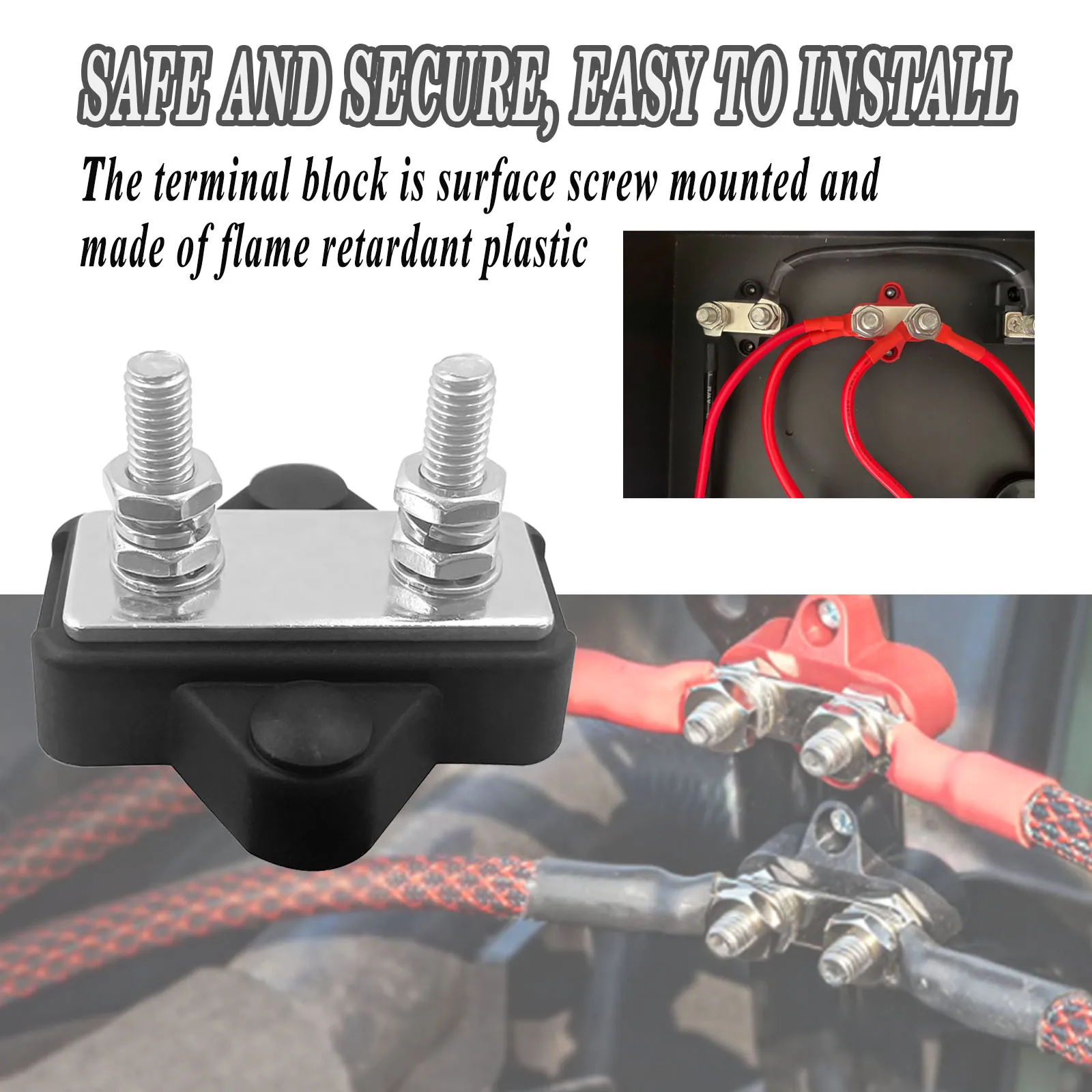 Morsettiera M6 per busbar CC 12V con perno da 1/4 di pollice, busbar elettrico 150A, distributore di corrente 12V per accessori camion e barche