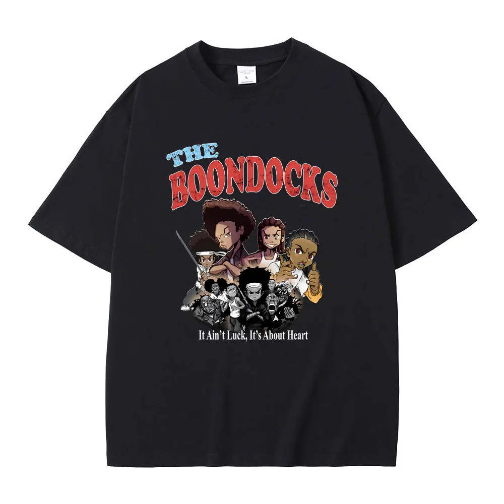 

Anime The Boondocks Huey and Riley Graphic T-shirt It Ain't Luck It's about Heart Print T Shirts Men Women Casual Cotton Tshirt