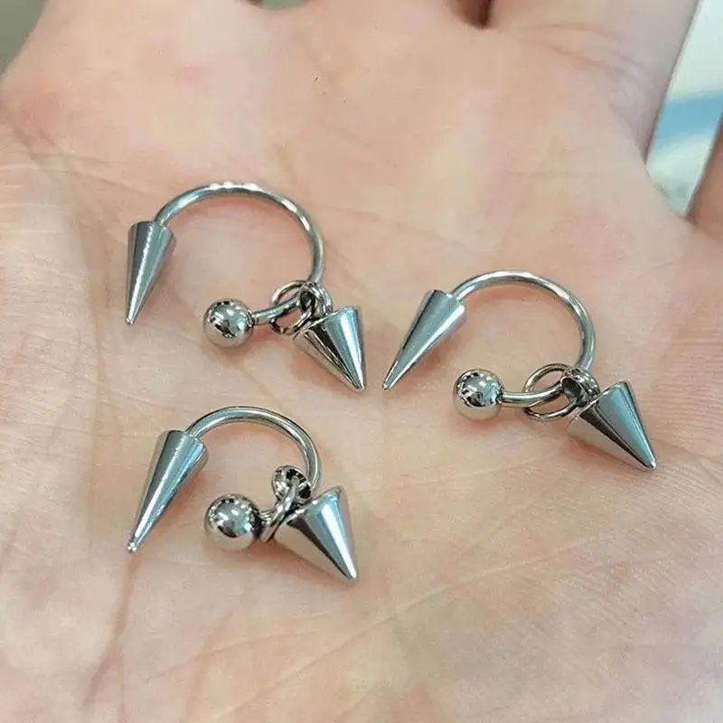 Abnehmbare Edelstahl gebogene Langhantel Gewinde Spike Augenbraue Knorpel Piercing Ohrringe für Frauen Y2K Emo Party Schmuck – Detail 4