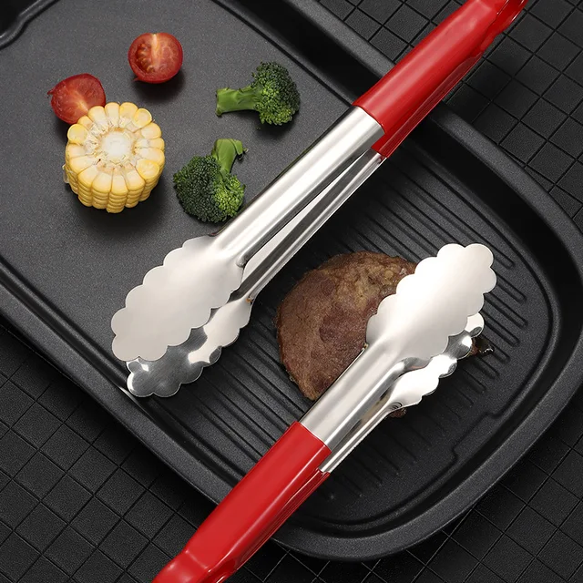 Szilikon Ételek Nem Csúszás Főző Klip Rozsdamentes Acél Méretezés Elleni Megvastagodott Bilincs Bbq Saláta Szerszámok Grill Konyhai Kiegészítők - Image 3