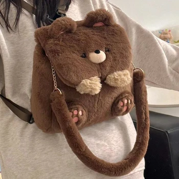Japanese Cartoon Large Capacity Storage Bag Backpack Schoolbag Student Crossbody Bag School Bag Kawaii Plush Bear 1