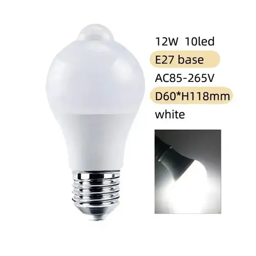 PIR Motion Sensor LED Light Bulb 12W E27 Smart Bulb Motion Activated ON/OFF Home Lights Lamp for Home Stair - Image 12