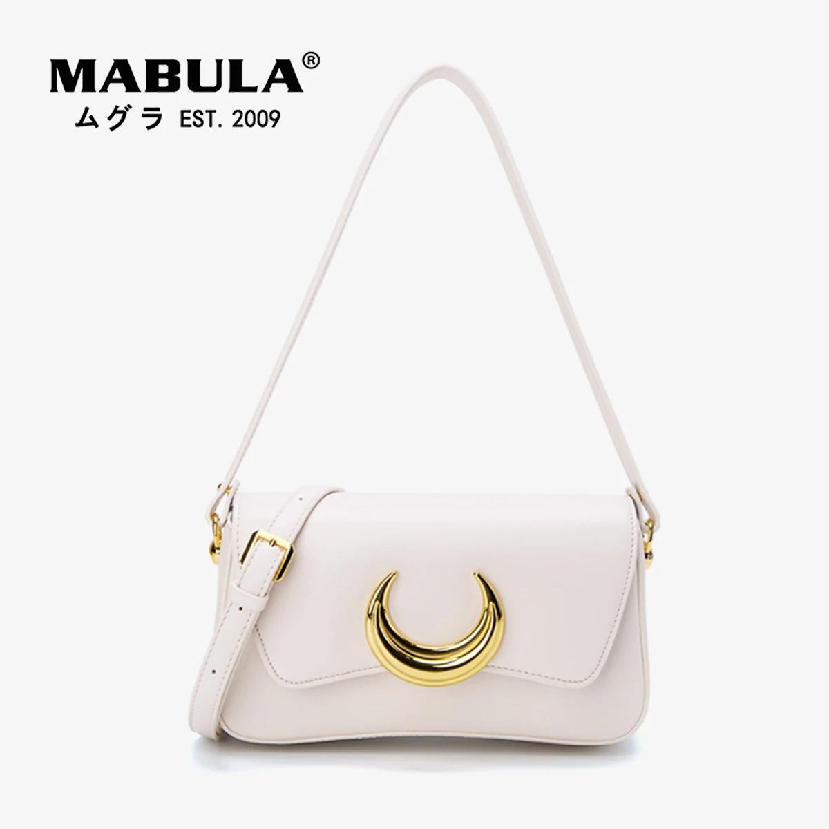 

MABULA Fashion Half Moon Luxy Design Women Shoulder Bags High Quality Crossbody Bag Female Elegant PU Leather Phone Purse Silver