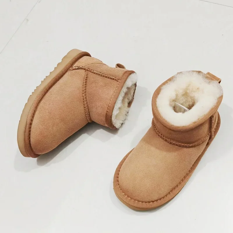 

Высококачественные детские зимние ботинки из натуральной овечьей шкуры, детская зимняя водонепроницаемая обувь для девочек и мальчиков