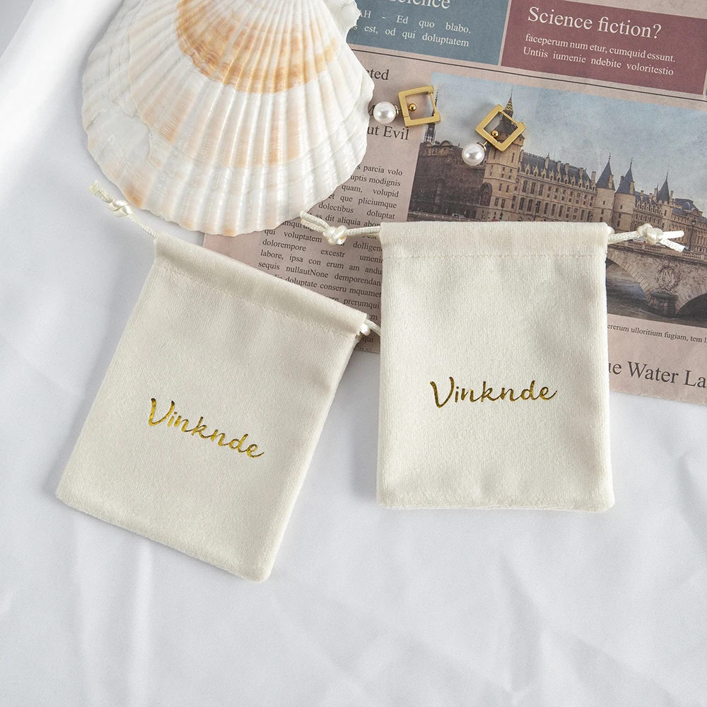 100-Pack Product Packge Pouches Custom Logo Velvet Drawstring Bags Jewelry Cosmetic Packaging Storage Bag Wedding Gift Pouch