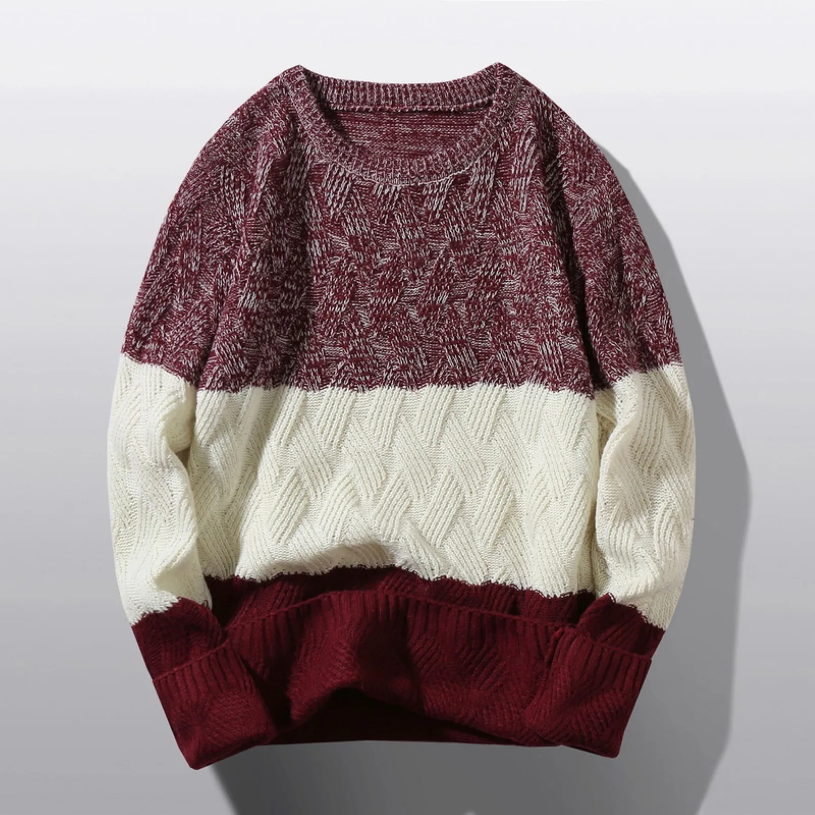 

Autumn Winter Mens Sweater Long Sleeve Slim Colorblock Knitted Pullover Male Korean Style Oversize Streewear Harajuku Shirts
